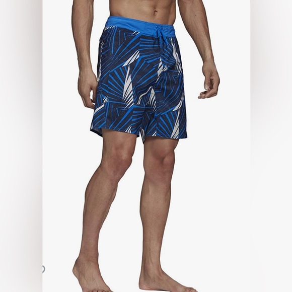 Adidas Mens Graphic Tech Swimming Shorts Navy Boardshorts Men’s FJ3908 Size 29” - Picture 3 of 10